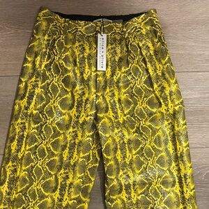 Alice + Olivia Yellow Snake Print Trousers